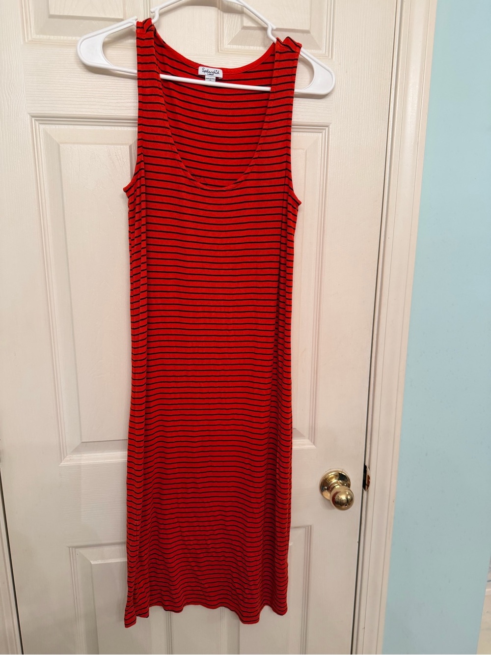 Splendid Red with Black Stripe Midi Tank Dress